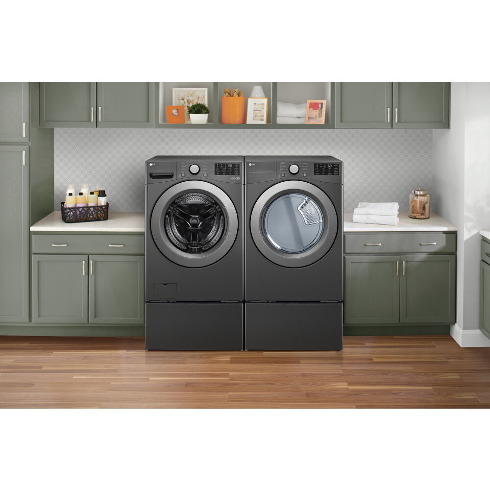 LG - 5.0 CF Front Load Washer (WM3470CM) & 7.4 CF Electric Dryer (DLE3470M) - WM3470CM-E-KIT