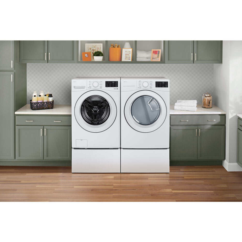 LG - 5.0 CF Front Load Washer (WM3470CW) & 7.4 CF Electric Dryer (DLE3470W) - WM3470CW-E-KIT