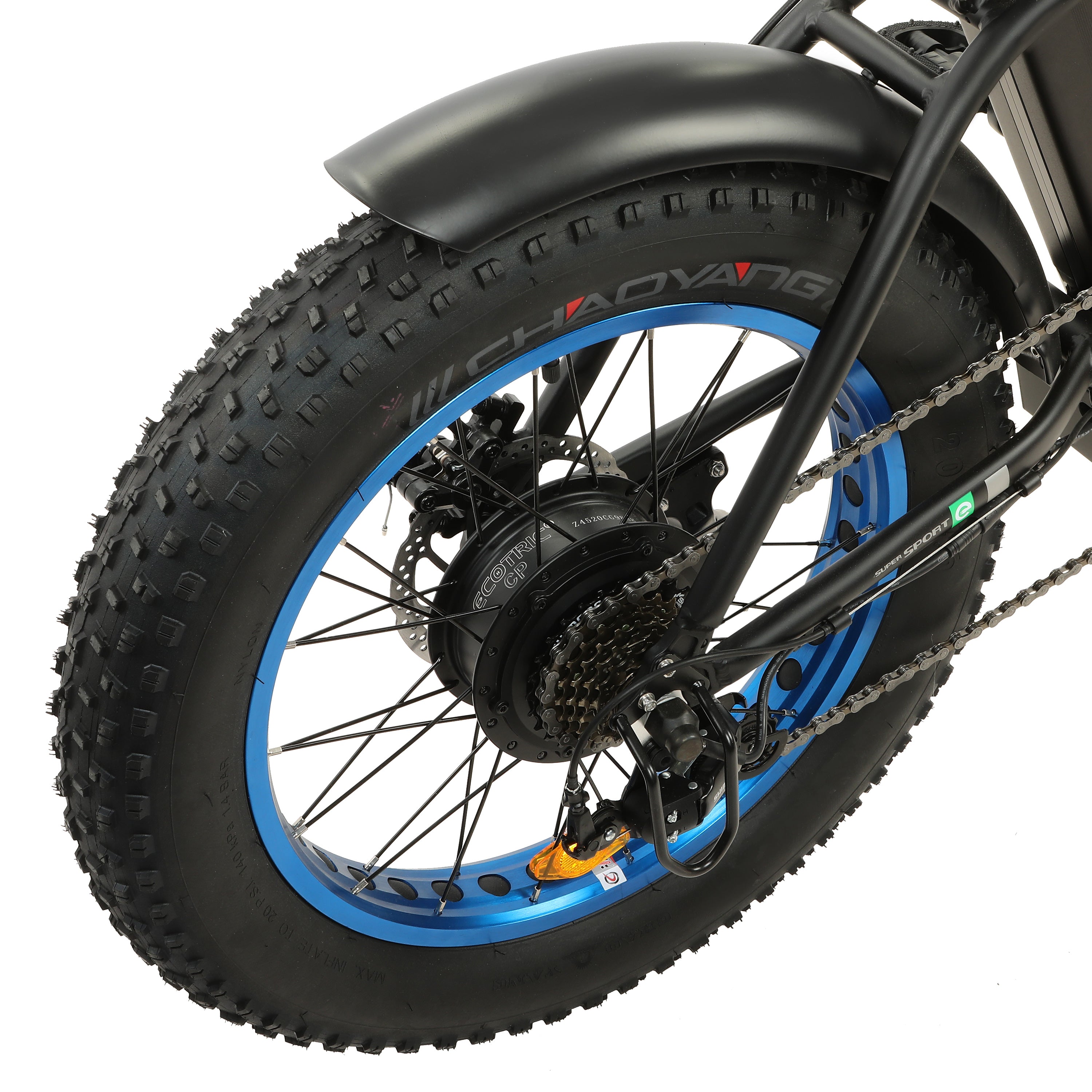 Ecotric 48V Fat Tire Portable And Folding Electric Bike With Lcd Display-Black And Blue