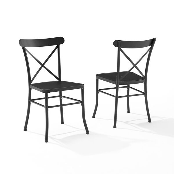 Crosley Furniture - Astrid 2Pc Indoor/Outdoor Metal Dining Chair Set Matte Black - 2 Chairs