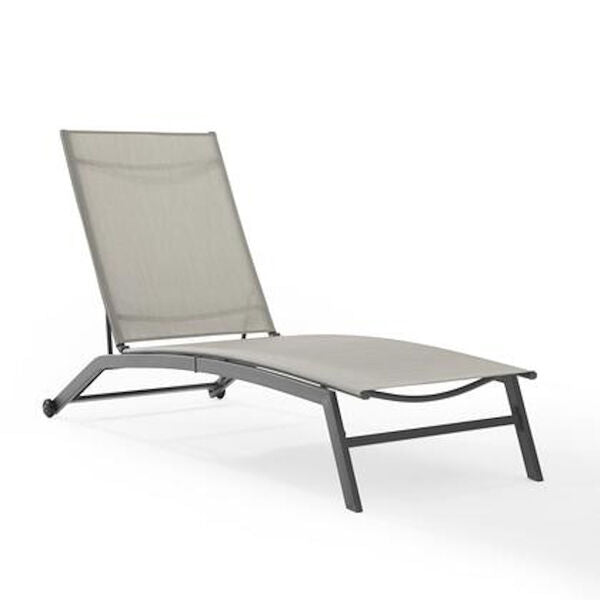 Crosley Furniture - Weaver Outdoor Sling Chaise Lounge Light Gray/Matte Black