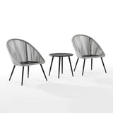 Crosley Furniture - Aspen 3Pc Outdoor Rope Chair Set Gray/Matte Black - Side Table & 2 Chairs