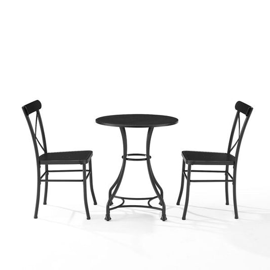 Crosley Furniture - Astrid 3Pc Indoor/Outdoor Metal Bistro Set Matte Black - Bistro Table & 2 Chairs