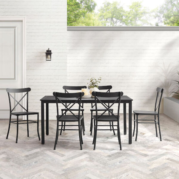 Crosley Furniture - Astrid 7 Pc Outdoor Metal Dining Set Matte Black - Dining Table & 6 Chairs
