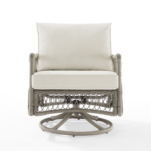 Crosley Furniture - Thatcher Outdoor Wicker Swivel Rocker Chair Creme/Driftwood