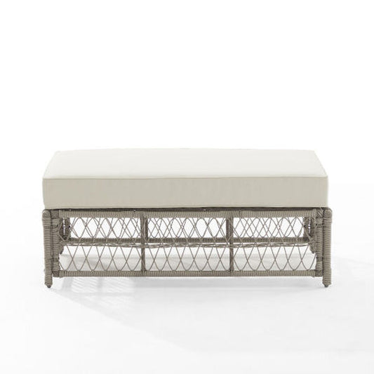 Crosley Furniture - Thatcher Outdoor Wicker Coffee Table Ottoman Creme/Driftwood
