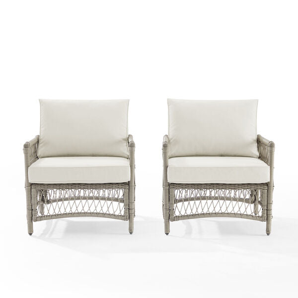 Crosley Furniture - Thatcher 2Pc Outdoor Wicker Armchair Set Creme/Driftwood - 2 Armchairs