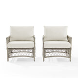 Crosley Furniture - Thatcher 2Pc Outdoor Wicker Armchair Set Creme/Driftwood - 2 Armchairs