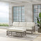 Crosley Furniture - Thatcher 2Pc Outdoor Wicker Sofa Set Creme/Driftwood - Sofa & Coffee Table Ottoman