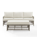 Crosley Furniture - Thatcher 2Pc Outdoor Wicker Sofa Set Creme/Driftwood - Sofa & Coffee Table Ottoman