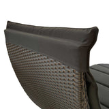 HomeRoots Chaise Lounge - 65" Faux Wicker with Dark Grey Cushions