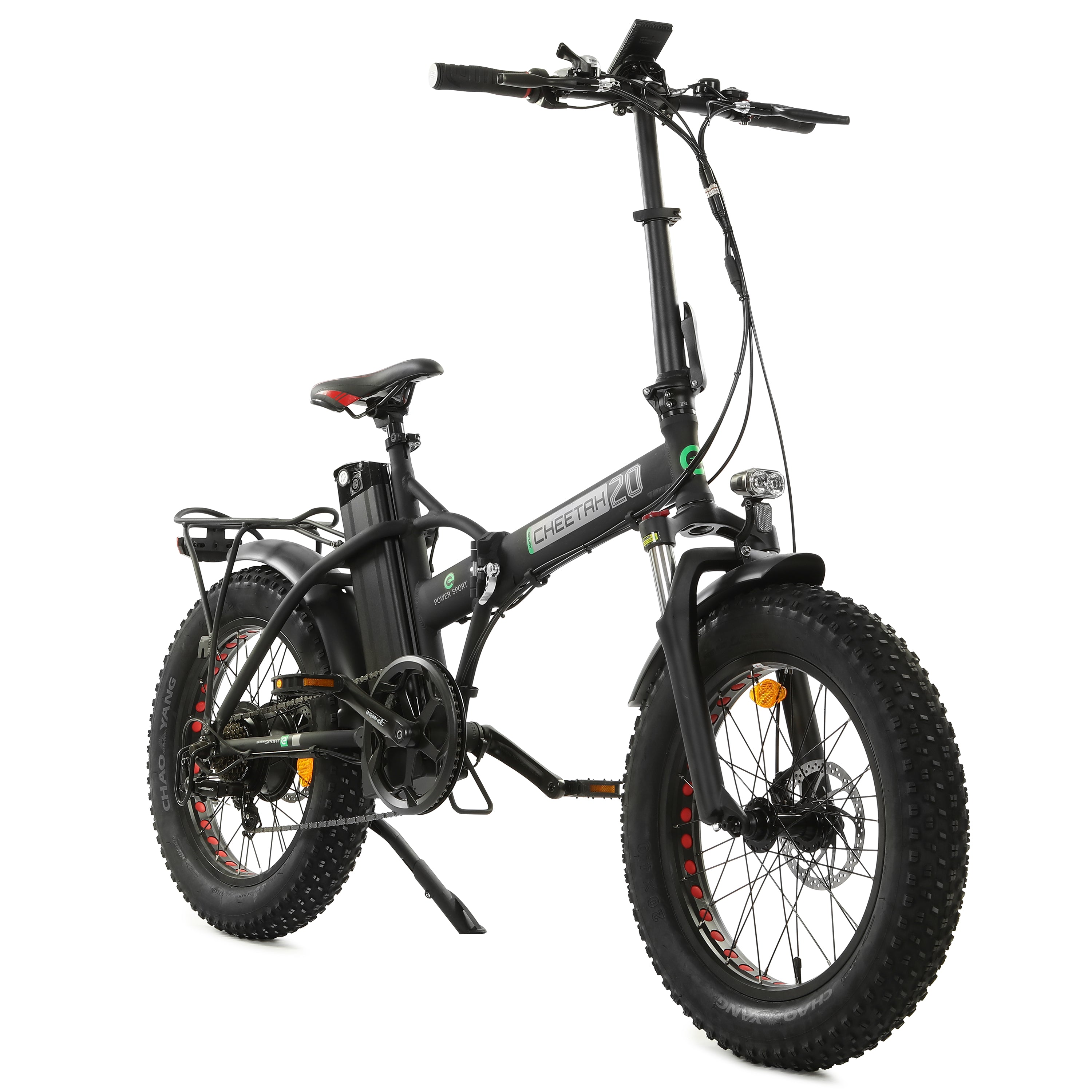Ecotric Matt Black 48V Portable And Folding Fat Ebike With Lcd Display
