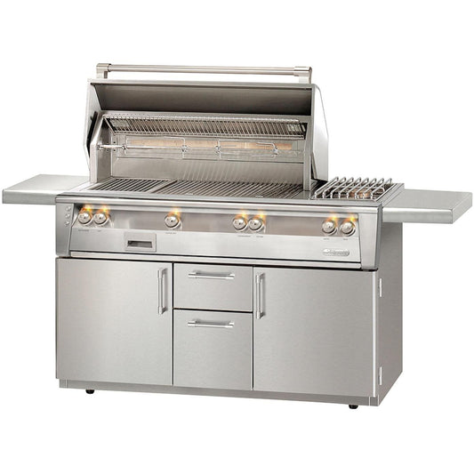 Alfresco ALXE 56-Inch Natural Gas/Propane Gas Deluxe Grill With Sear Zone, Rotisserie, And Side Burner