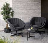 Cane-Line - Peacock Lounge Chair w/swivel Aluminium Base, Dark Grey, Cane-line Soft Rope | 5458RODGSWB