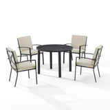 Crosley Furniture - Kaplan 5 Pc Outdoor Metal Round Dining Set Oatmeal/Oil Rubbed Bronze - Table & 4 Chairs