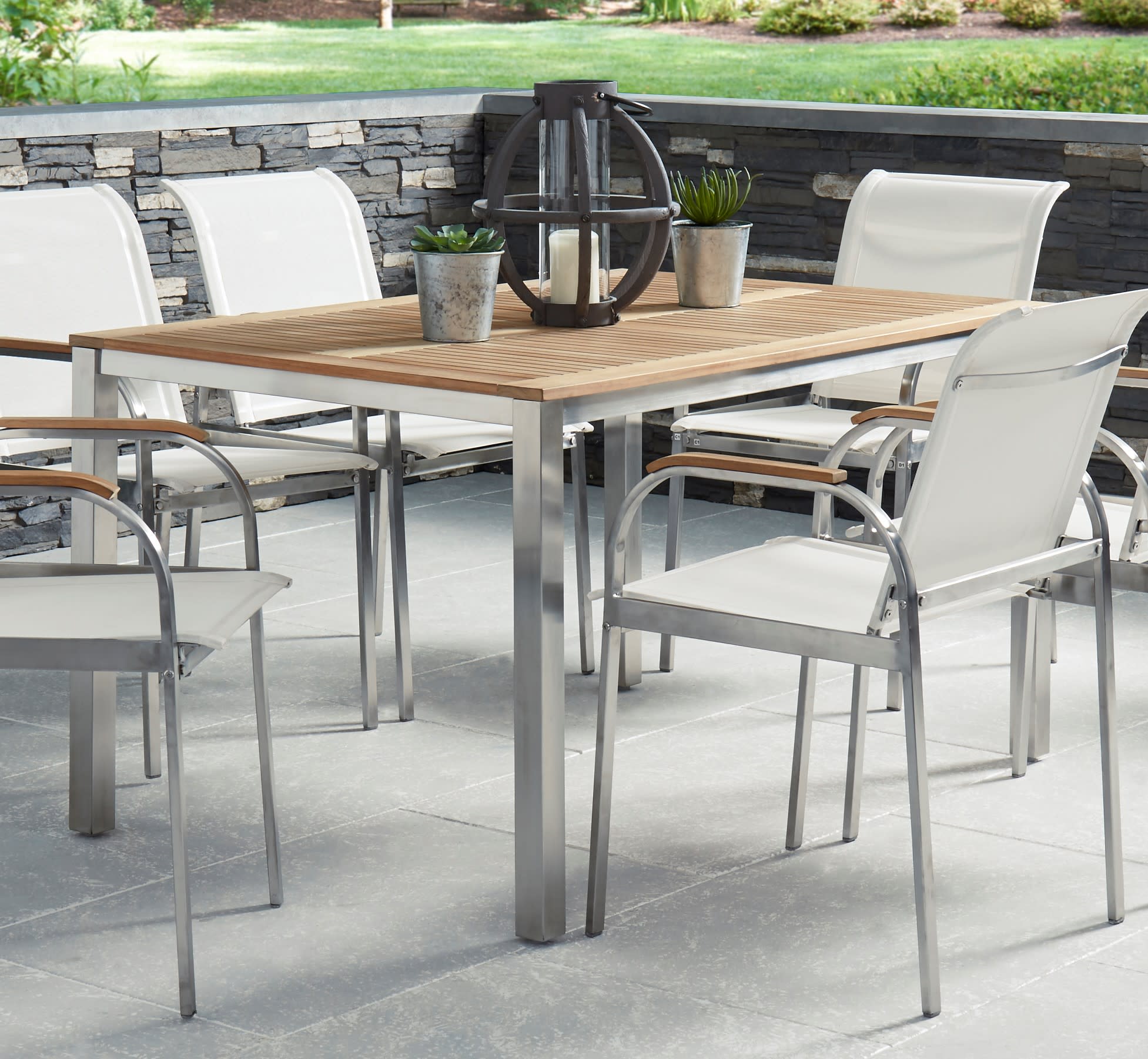 Aruba Outdoor Dining Table by Homestyles - Brown - Wood, Stainless Steel - 5650-37