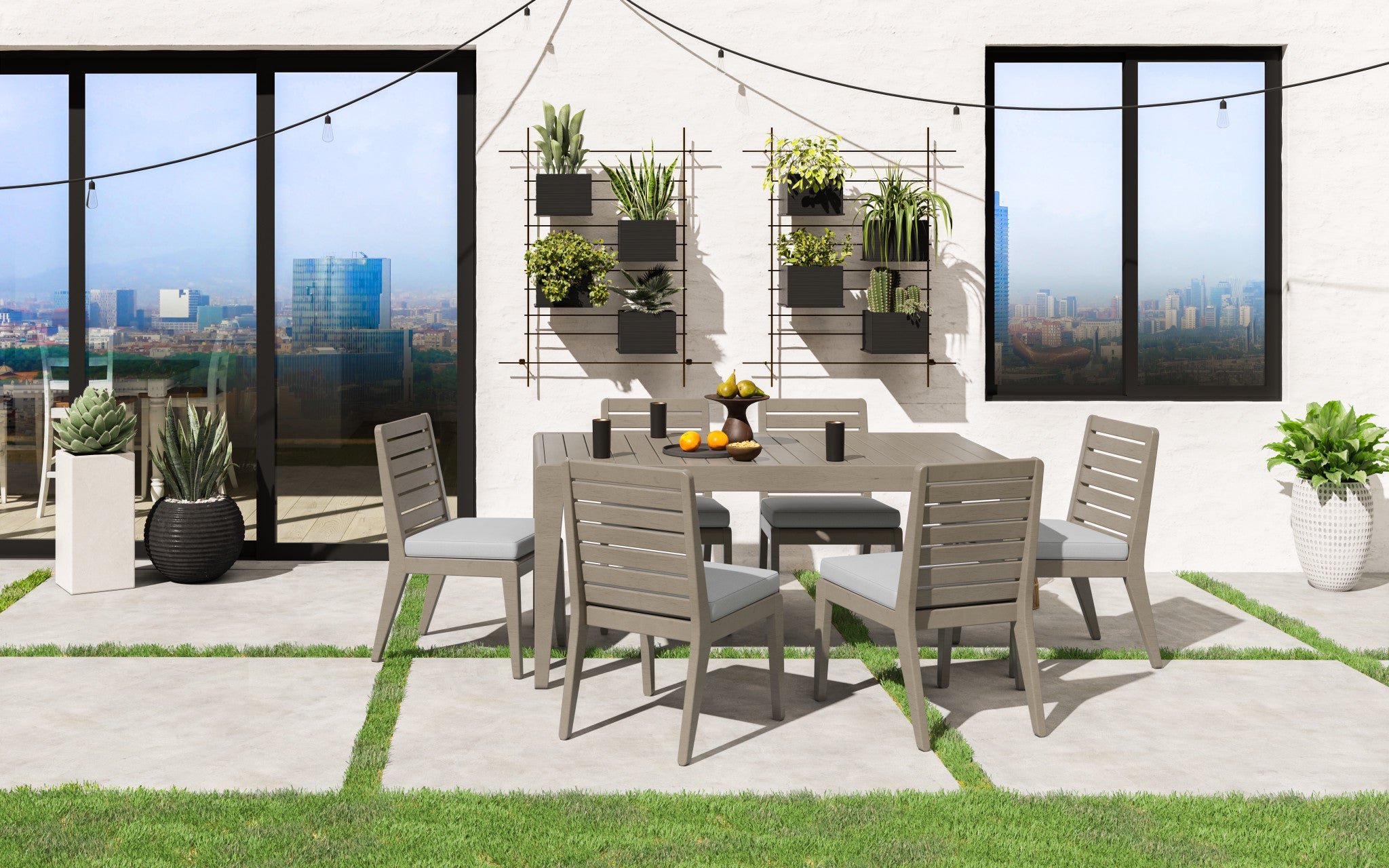 Sustain Outdoor Dining Table and Six Chairs by Homestyles - Gray - Wood - 5675-31-80S