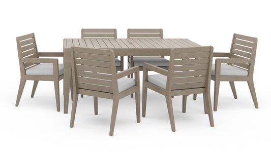 Sustain Outdoor Dining Table and Six Armchairs by Homestyles - Gray - Wood - 5675-31-81S