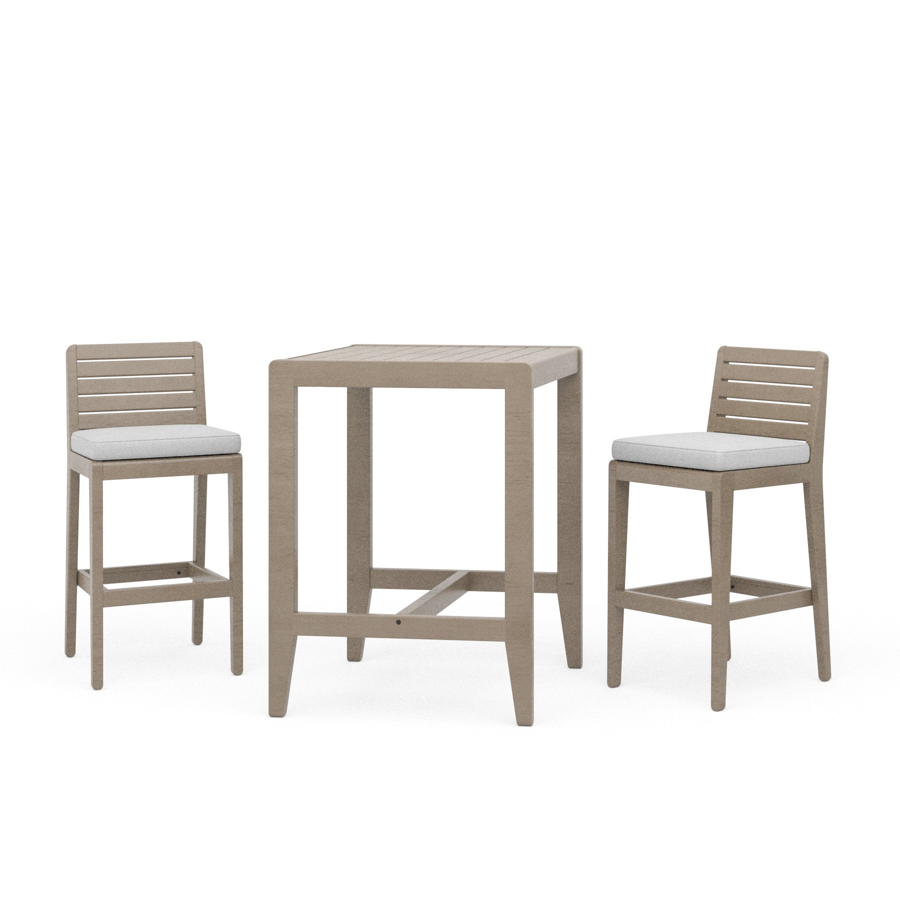 Sustain Outdoor High Bistro Table and Two Stools by Homestyles - Gray - Wood - 5675-35-87D