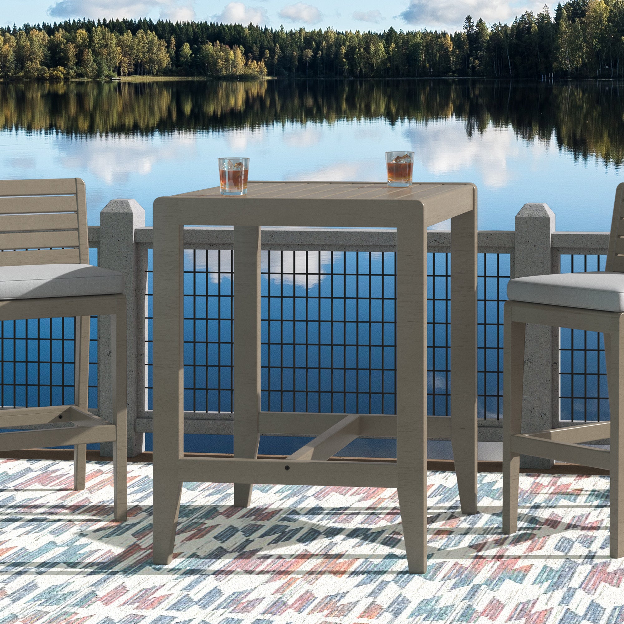 Sustain Outdoor High Bistro Table by Homestyles - Gray - Wood - 5675-35