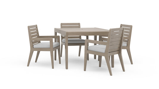 Sustain Outdoor Dining Table and Four Armchairs by Homestyles - Gray - Wood - 5675-37-81Q