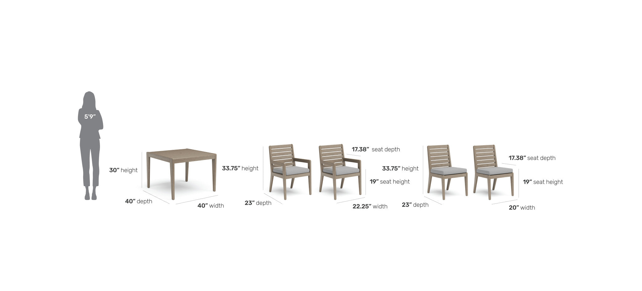 Sustain Outdoor Dining Table and Four Chairs by Homestyles - Gray - Wood - 5675-3781D80D