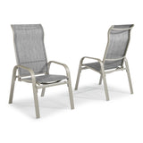 South Beach Chair (Set of 2) by Homestyles - Gray - Aluminum, Upholstered, Fabric - 5700-84