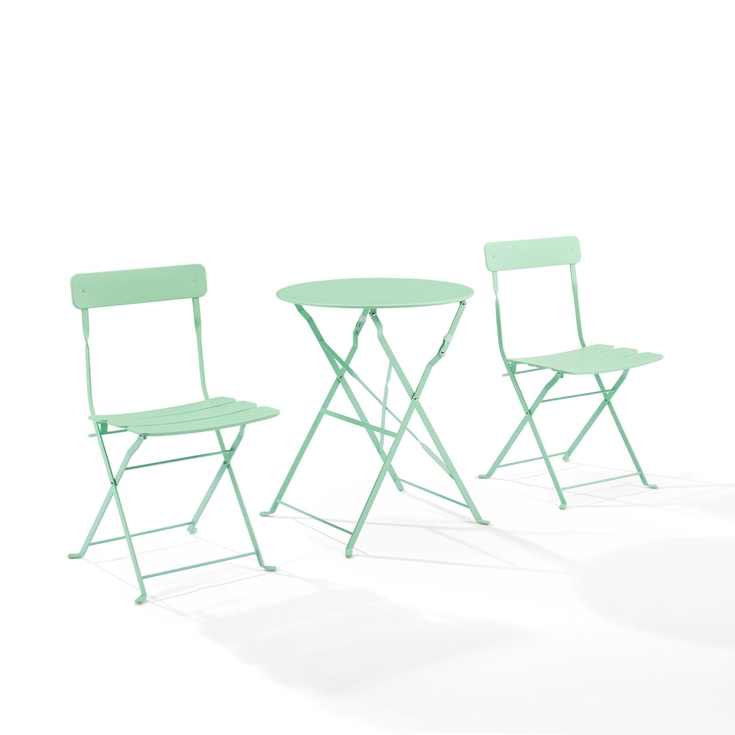 Crosley Furniture - Karlee 3 Pc Indoor/Outdoor Metal Bistro Set Mint - Bistro Table & 2 Chairs