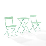 Crosley Furniture - Karlee 3 Pc Indoor/Outdoor Metal Bistro Set Mint - Bistro Table & 2 Chairs