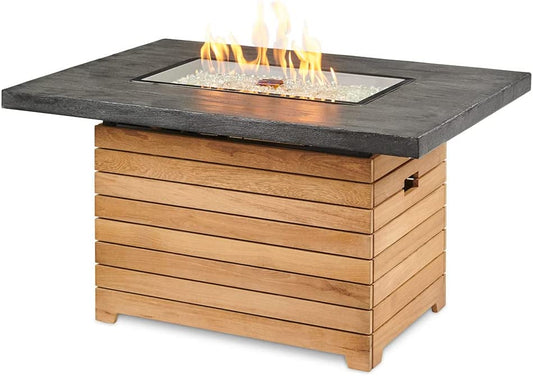Outdoor Greatroom - Darien Rectangular Gas Fire Pit Table with Everblend Top - DAR-1224-EBG-K