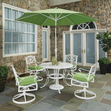 Sanibel 6 Piece Outdoor Dining Set by Homestyles - White - Aluminum, Cast Iron, Upholstered, Fabric - 6652-3056C