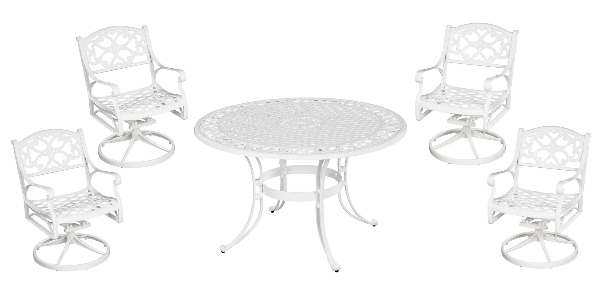 Sanibel 5 Piece Outdoor Dining Set by Homestyles - White - Aluminum - 6652-305