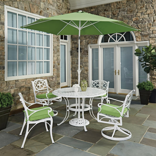 Sanibel 6 Piece Outdoor Dining Set by Homestyles - White - Aluminum - 6652-30856C