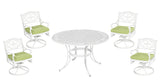 Sanibel 5 Piece Outdoor Dining Set by Homestyles - White - Aluminum, Upholstered, Fabric - 6652-325C