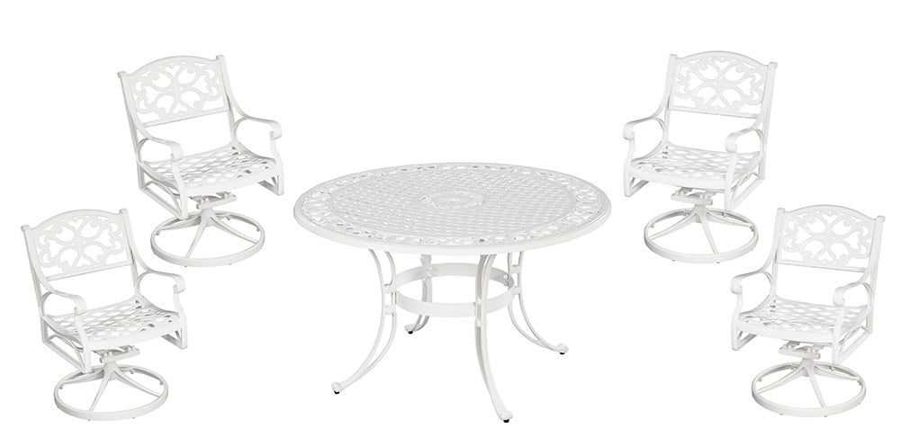 Sanibel 5 Piece Outdoor Dining Set by Homestyles - White - Aluminum - 6652-325