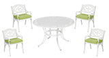 Sanibel 5 Piece Outdoor Dining Set by Homestyles - White - Aluminum, Upholstered, Fabric - 6652-328C