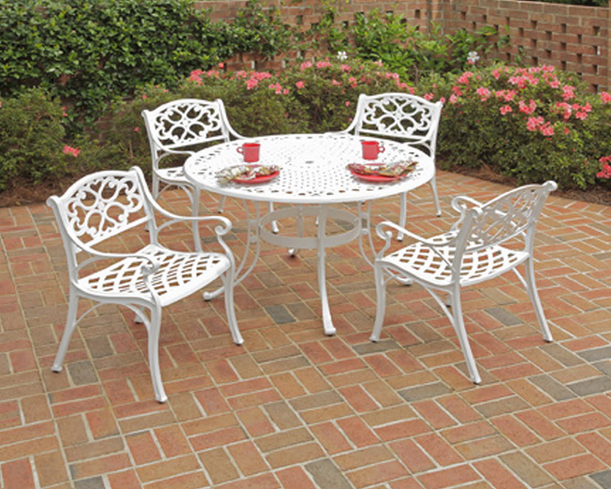 Sanibel 5 Piece Outdoor Dining Set by Homestyles - White - Aluminum - 6652-328
