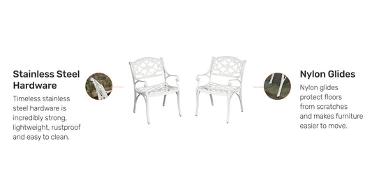 Sanibel Outdoor Chair Pair by Homestyles - White - Aluminum - 6652-80