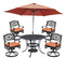 Sanibel 6 Piece Outdoor Dining Set by Homestyles - Black - Aluminum, Cast Iron, Upholstered, Fabric - 6654-3056C
