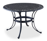 Sanibel 6 Piece Outdoor Dining Set by Homestyles - Black - Aluminum, Cast Iron, Upholstered, Fabric - 6654-3056C