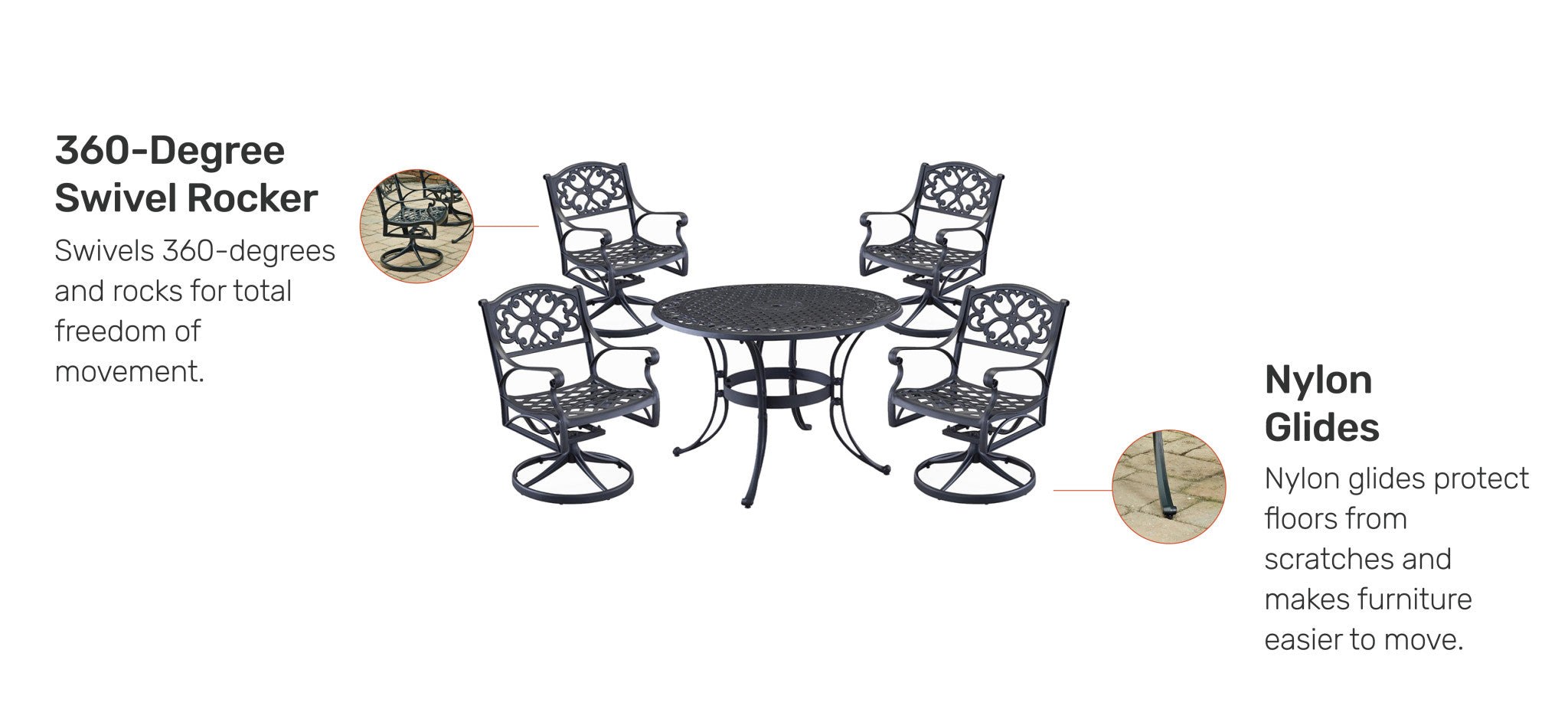 Sanibel 5 Piece Outdoor Dining Set by Homestyles - Black - Aluminum - 6654-305