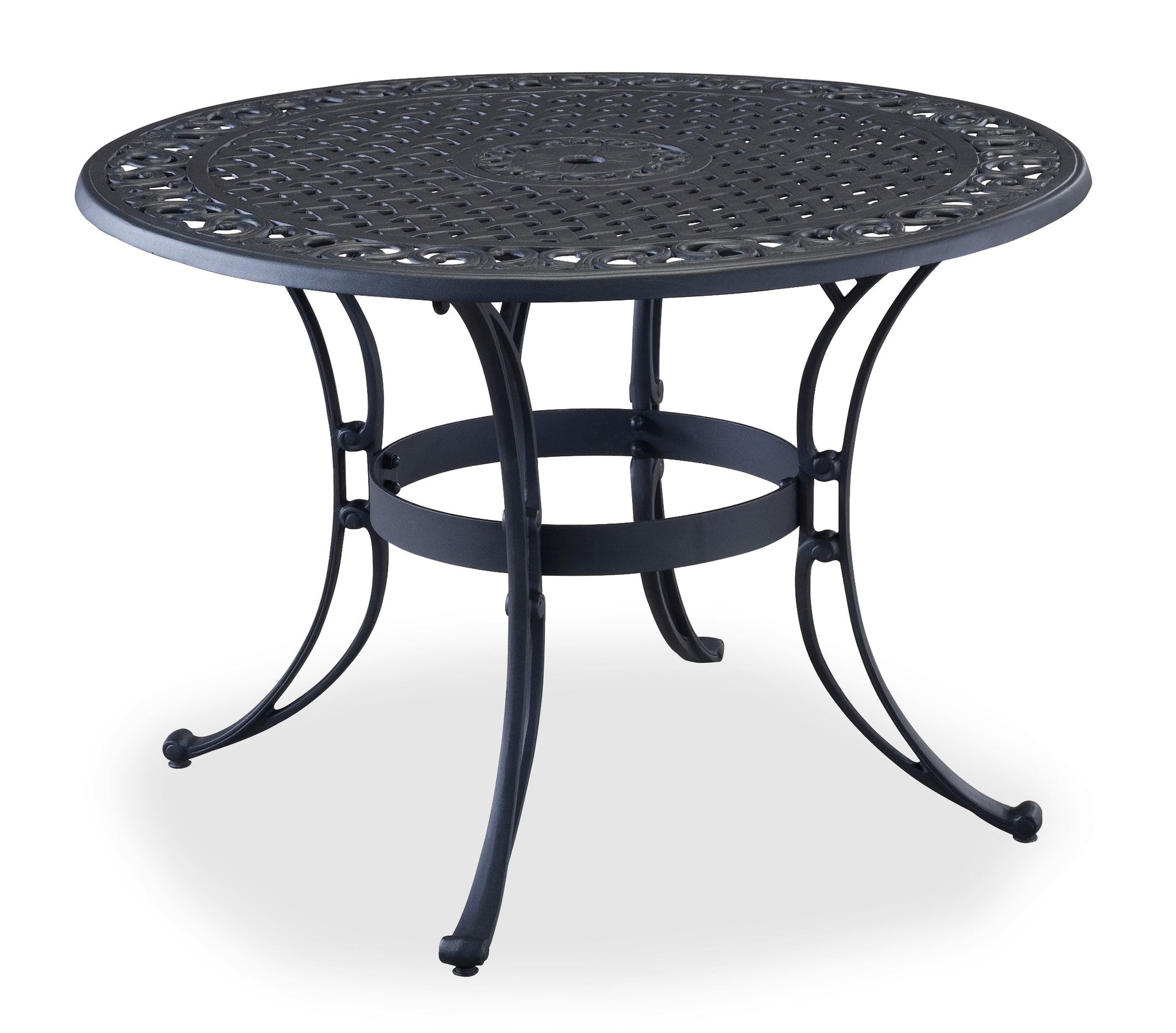 Sanibel 6 Piece Outdoor Dining Set by Homestyles - Black - Aluminum, Cast Iron, Upholstered, Fabric - 6654-3086C