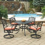 Sanibel 5 Piece Outdoor Dining Set by Homestyles - Black - Aluminum, Upholstered, Fabric - 6654-325C