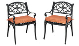 Sanibel 6 Piece Outdoor Dining Set by Homestyles - Black - Aluminum, Cast Iron, Upholstered, Fabric - 6654-3286C