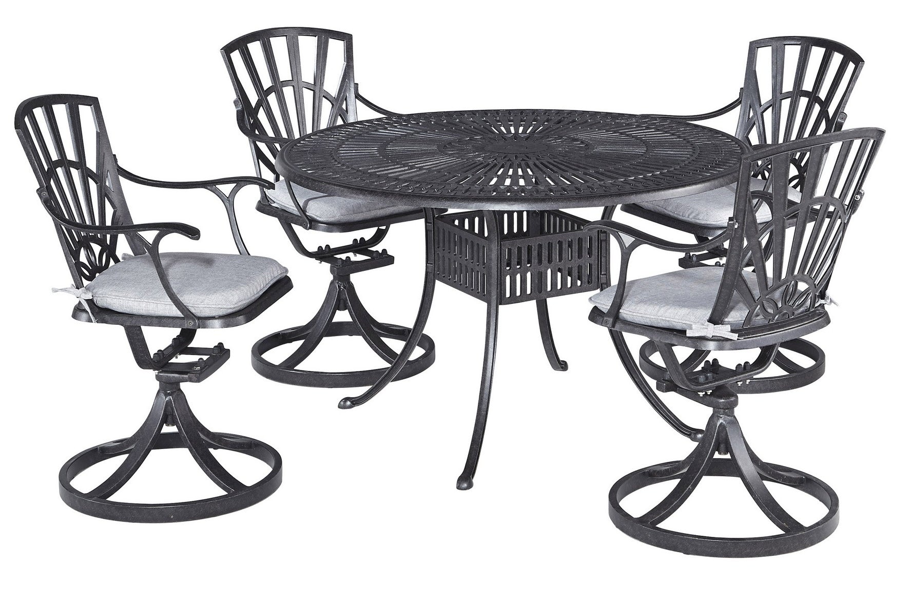 Grenada 5 Piece Outdoor Dining Set by Homestyles - Charcoal - Aluminum, Upholstered, Fabric - 6660-325C