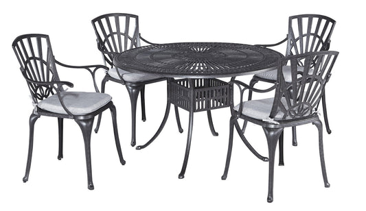 Grenada 5 Piece Outdoor Dining Set by Homestyles - Charcoal - Aluminum, Upholstered, Fabric - 6660-328C