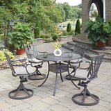Grenada 5 Piece Outdoor Dining Set by Homestyles - Khaki Gray - Aluminum, Upholstered, Fabric - 6661-305C