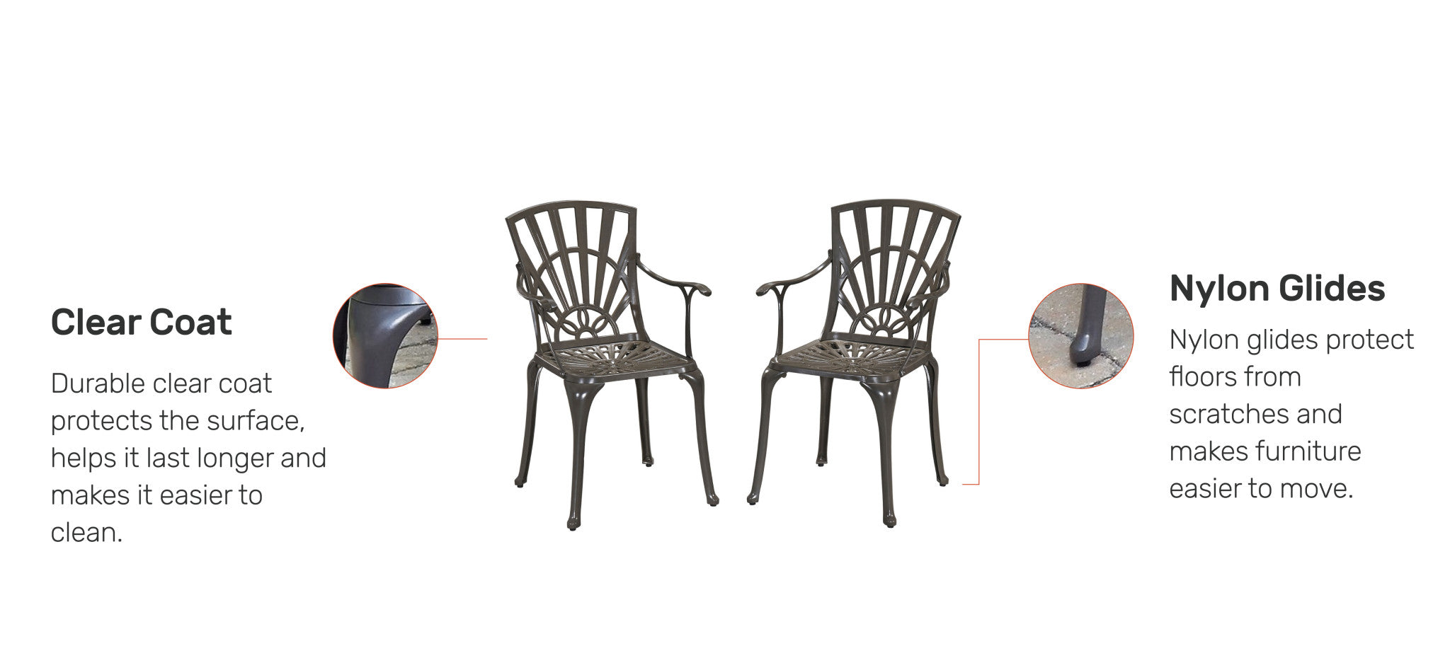Grenada Outdoor Chair Pair by Homestyles - Khaki Gray - Aluminum - 6661-80