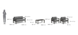 Grayton Outdoor Aluminum Loveseat with Lounge Chairs and Coffee Table by Homestyles - Gray - Aluminum - 6730-60-10D-21