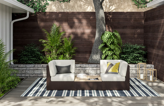 Palm Springs Outdoor Chair Pair and Coffee Table by Homestyles - Brown - Rattan - 6800-12D-21